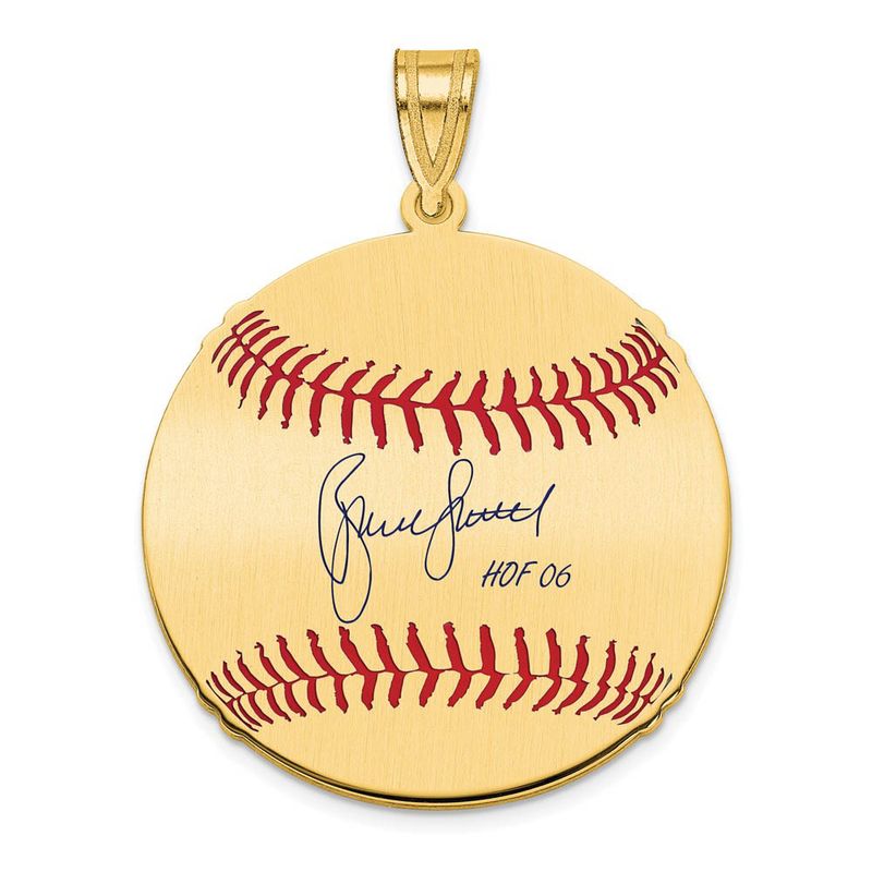 14k Gold Plated Bruce Sutter Signature Md Enamel Baseball Pendant